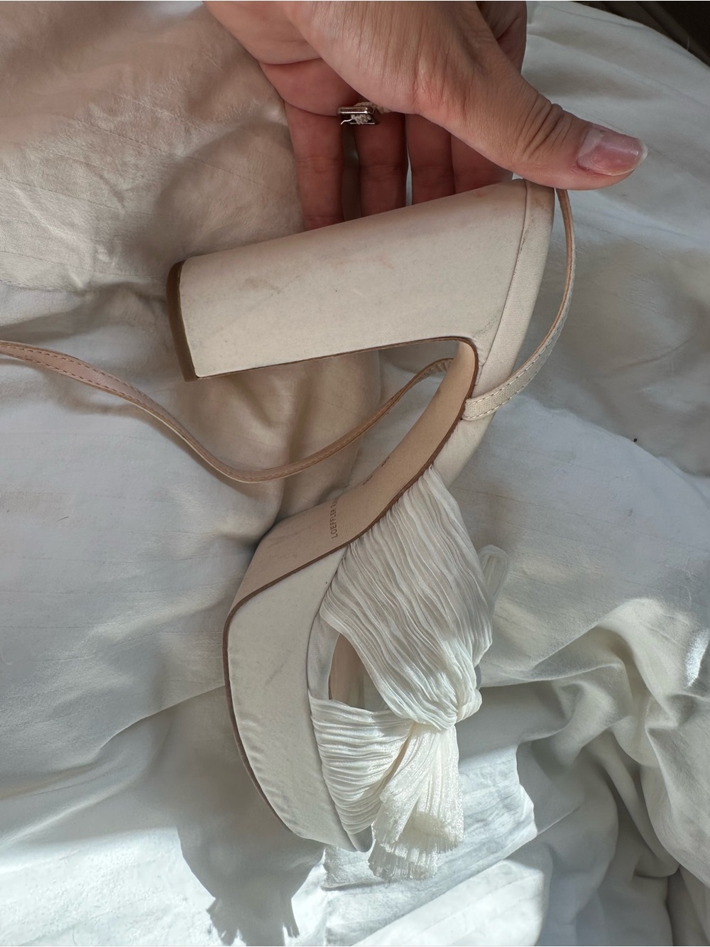 Loeffler Randall Natalia Pearl Platform Bow Heel Sandals Ivory Bridal Wedding - Picture 6 of 9